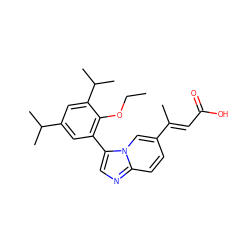 CCOc1c(-c2cnc3ccc(/C(C)=C/C(=O)O)cn23)cc(C(C)C)cc1C(C)C ZINC000026658604