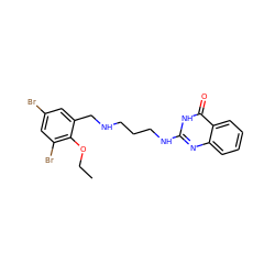 CCOc1c(Br)cc(Br)cc1CNCCCNc1nc2ccccc2c(=O)[nH]1 ZINC000028367436