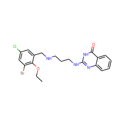 CCOc1c(Br)cc(Cl)cc1CNCCCNc1nc2ccccc2c(=O)[nH]1 ZINC000028365276