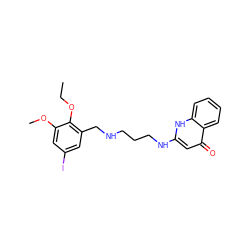 CCOc1c(CNCCCNc2cc(=O)c3ccccc3[nH]2)cc(I)cc1OC ZINC000013487795