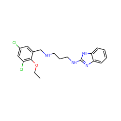 CCOc1c(Cl)cc(Cl)cc1CNCCCNc1nc2ccccc2[nH]1 ZINC000028361112