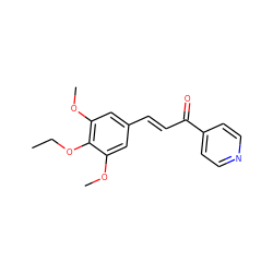 CCOc1c(OC)cc(/C=C/C(=O)c2ccncc2)cc1OC ZINC000182239942