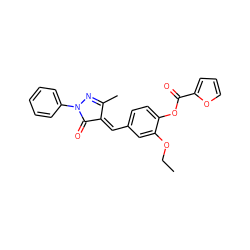 CCOc1cc(/C=C2/C(=O)N(c3ccccc3)N=C2C)ccc1OC(=O)c1ccco1 ZINC000013125720