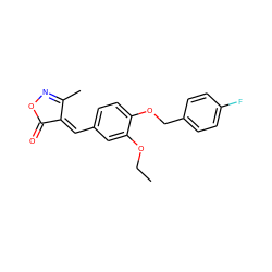 CCOc1cc(/C=C2/C(=O)ON=C2C)ccc1OCc1ccc(F)cc1 ZINC000004320997