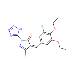 CCOc1cc(/C=C2\C(=O)N(c3nnn[nH]3)N=C2C)cc(Cl)c1OCC ZINC000029135639