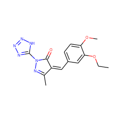 CCOc1cc(/C=C2\C(=O)N(c3nnn[nH]3)N=C2C)ccc1OC ZINC000034087007