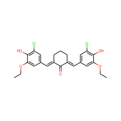 CCOc1cc(/C=C2\CCC/C(=C\c3cc(Cl)c(O)c(OCC)c3)C2=O)cc(Cl)c1O ZINC000008456809