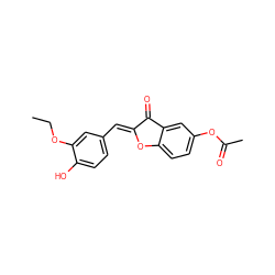 CCOc1cc(/C=C2\Oc3ccc(OC(C)=O)cc3C2=O)ccc1O ZINC001772636869