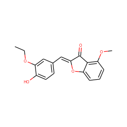 CCOc1cc(/C=C2\Oc3cccc(OC)c3C2=O)ccc1O ZINC001772610802