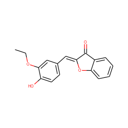 CCOc1cc(/C=C2\Oc3ccccc3C2=O)ccc1O ZINC000035241080