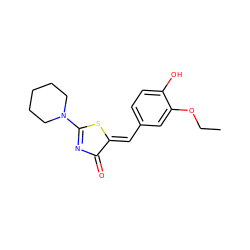 CCOc1cc(/C=C2\SC(N3CCCCC3)=NC2=O)ccc1O ZINC000013110419