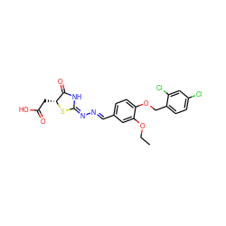 CCOc1cc(/C=N/N=C2\NC(=O)[C@@H](CC(=O)O)S2)ccc1OCc1ccc(Cl)cc1Cl ZINC000016115219