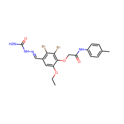 CCOc1cc(/C=N/NC(N)=O)c(Br)c(Br)c1OCC(=O)Nc1ccc(C)cc1 ZINC000000695824