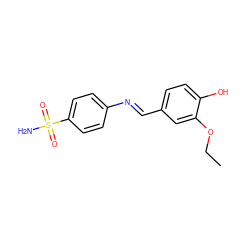 CCOc1cc(/C=N/c2ccc(S(N)(=O)=O)cc2)ccc1O ZINC000101102349