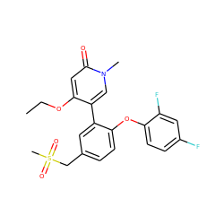 CCOc1cc(=O)n(C)cc1-c1cc(CS(C)(=O)=O)ccc1Oc1ccc(F)cc1F ZINC000218840889