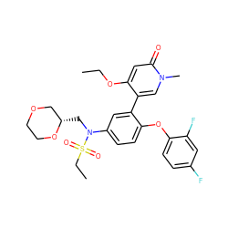 CCOc1cc(=O)n(C)cc1-c1cc(N(C[C@H]2COCCO2)S(=O)(=O)CC)ccc1Oc1ccc(F)cc1F ZINC001772620902