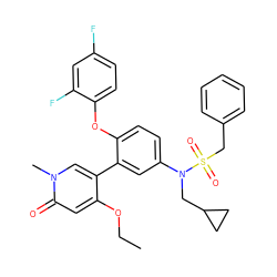 CCOc1cc(=O)n(C)cc1-c1cc(N(CC2CC2)S(=O)(=O)Cc2ccccc2)ccc1Oc1ccc(F)cc1F ZINC001772613691