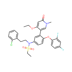 CCOc1cc(=O)n(C)cc1-c1cc(N(CCc2ccccc2Cl)S(=O)(=O)CC)ccc1Oc1ccc(F)cc1F ZINC001772639188