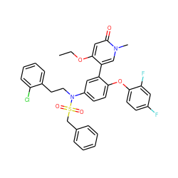 CCOc1cc(=O)n(C)cc1-c1cc(N(CCc2ccccc2Cl)S(=O)(=O)Cc2ccccc2)ccc1Oc1ccc(F)cc1F ZINC001772649571