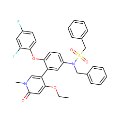 CCOc1cc(=O)n(C)cc1-c1cc(N(Cc2ccccc2)S(=O)(=O)Cc2ccccc2)ccc1Oc1ccc(F)cc1F ZINC001772592410