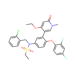 CCOc1cc(=O)n(C)cc1-c1cc(N(Cc2ccccc2Cl)S(=O)(=O)CC)ccc1Oc1ccc(F)cc1F ZINC001772592264