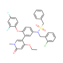 CCOc1cc(=O)n(C)cc1-c1cc(N(Cc2ccccc2Cl)S(=O)(=O)Cc2ccccc2)ccc1Oc1ccc(F)cc1F ZINC001772569719