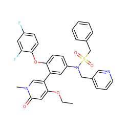 CCOc1cc(=O)n(C)cc1-c1cc(N(Cc2cccnc2)S(=O)(=O)Cc2ccccc2)ccc1Oc1ccc(F)cc1F ZINC001772631276