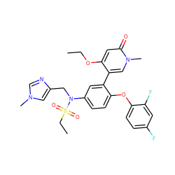 CCOc1cc(=O)n(C)cc1-c1cc(N(Cc2cn(C)cn2)S(=O)(=O)CC)ccc1Oc1ccc(F)cc1F ZINC001772640153