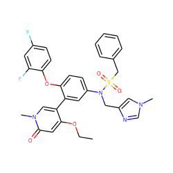 CCOc1cc(=O)n(C)cc1-c1cc(N(Cc2cn(C)cn2)S(=O)(=O)Cc2ccccc2)ccc1Oc1ccc(F)cc1F ZINC001772621264