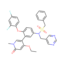 CCOc1cc(=O)n(C)cc1-c1cc(N(Cc2cncnc2)S(=O)(=O)Cc2ccccc2)ccc1Oc1ccc(F)cc1F ZINC001772618141