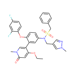 CCOc1cc(=O)n(C)cc1-c1cc(N(Cc2cnn(C)c2)S(=O)(=O)Cc2ccccc2)ccc1Oc1ccc(F)cc1F ZINC001772578770