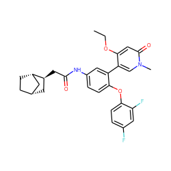 CCOc1cc(=O)n(C)cc1-c1cc(NC(=O)C[C@H]2C[C@@H]3CC[C@H]2C3)ccc1Oc1ccc(F)cc1F ZINC001772579655