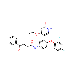 CCOc1cc(=O)n(C)cc1-c1cc(NC(=O)CCC(=O)c2ccccc2)ccc1Oc1ccc(F)cc1F ZINC001772601968