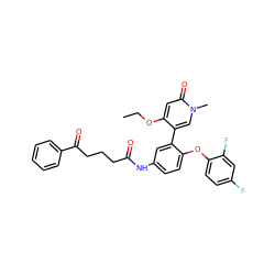 CCOc1cc(=O)n(C)cc1-c1cc(NC(=O)CCCC(=O)c2ccccc2)ccc1Oc1ccc(F)cc1F ZINC001772618373