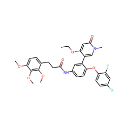 CCOc1cc(=O)n(C)cc1-c1cc(NC(=O)CCc2ccc(OC)c(OC)c2OC)ccc1Oc1ccc(F)cc1F ZINC001772628255