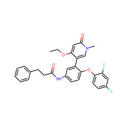 CCOc1cc(=O)n(C)cc1-c1cc(NC(=O)CCc2ccccc2)ccc1Oc1ccc(F)cc1F ZINC001772648933