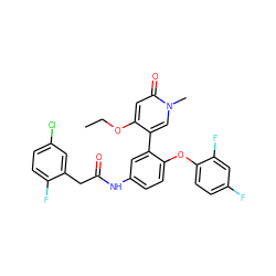 CCOc1cc(=O)n(C)cc1-c1cc(NC(=O)Cc2cc(Cl)ccc2F)ccc1Oc1ccc(F)cc1F ZINC001772653359