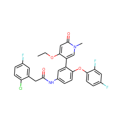 CCOc1cc(=O)n(C)cc1-c1cc(NC(=O)Cc2cc(F)ccc2Cl)ccc1Oc1ccc(F)cc1F ZINC001772647080