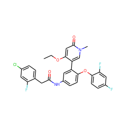 CCOc1cc(=O)n(C)cc1-c1cc(NC(=O)Cc2ccc(Cl)cc2F)ccc1Oc1ccc(F)cc1F ZINC001772608262