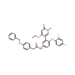 CCOc1cc(=O)n(C)cc1-c1cc(NC(=O)Cc2ccc(OCc3ccccc3)cc2)ccc1Oc1ccc(F)cc1F ZINC001772639829