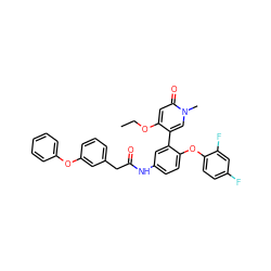 CCOc1cc(=O)n(C)cc1-c1cc(NC(=O)Cc2cccc(Oc3ccccc3)c2)ccc1Oc1ccc(F)cc1F ZINC001772639088