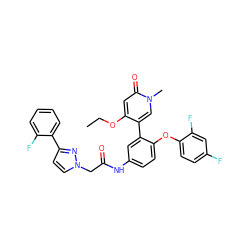 CCOc1cc(=O)n(C)cc1-c1cc(NC(=O)Cn2ccc(-c3ccccc3F)n2)ccc1Oc1ccc(F)cc1F ZINC001772645231