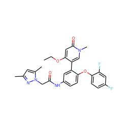 CCOc1cc(=O)n(C)cc1-c1cc(NC(=O)Cn2nc(C)cc2C)ccc1Oc1ccc(F)cc1F ZINC001772631070