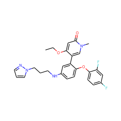 CCOc1cc(=O)n(C)cc1-c1cc(NCCCn2cccn2)ccc1Oc1ccc(F)cc1F ZINC001772579075