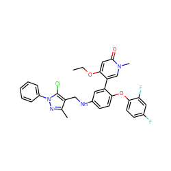 CCOc1cc(=O)n(C)cc1-c1cc(NCc2c(C)nn(-c3ccccc3)c2Cl)ccc1Oc1ccc(F)cc1F ZINC001772657445