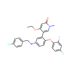 CCOc1cc(=O)n(C)cc1-c1cc(NCc2ccc(F)cc2)ccc1Oc1ccc(F)cc1F ZINC001772599684