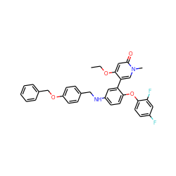 CCOc1cc(=O)n(C)cc1-c1cc(NCc2ccc(OCc3ccccc3)cc2)ccc1Oc1ccc(F)cc1F ZINC001772577732