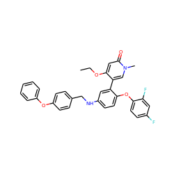 CCOc1cc(=O)n(C)cc1-c1cc(NCc2ccc(Oc3ccccc3)cc2)ccc1Oc1ccc(F)cc1F ZINC001772610607