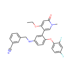 CCOc1cc(=O)n(C)cc1-c1cc(NCc2cccc(C#N)c2)ccc1Oc1ccc(F)cc1F ZINC001772616905