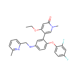 CCOc1cc(=O)n(C)cc1-c1cc(NCc2cccc(C)n2)ccc1Oc1ccc(F)cc1F ZINC001772647126